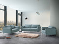 Mesut Sofa, Light Blue Top Grain Leather & Black Finish Lv02387 Light Blue Leather