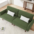 Convertible Futon Sofa Bed, Adjustable Couch Sleeper, Modern Couch Corduroy Fabric Comfy Sofa Bed With Wooden Legs & 2 Pillows For Apartment, Living Room, Studio. Green Green Foam Fabric