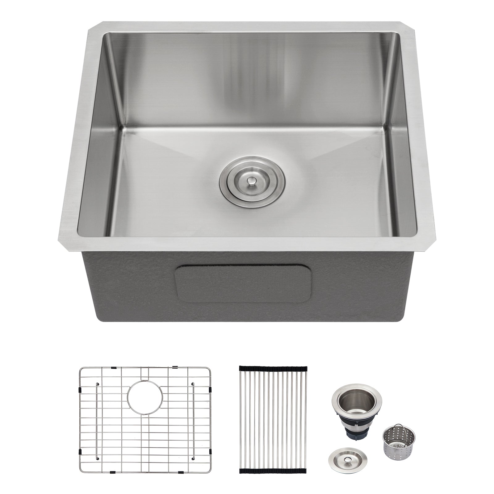 21 Inch Undermount Sink 21"X18"X9" Undermount Stainless Steel Kitchen Sink 18 Gauge 9 Inch Deep Single Bowl Kitchen Sink Basin Brushed Nickel Stainless Steel