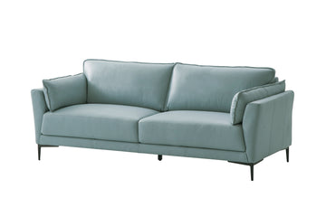 Mesut Sofa, Light Blue Top Grain Leather & Black Finish Lv02387 Light Blue Leather