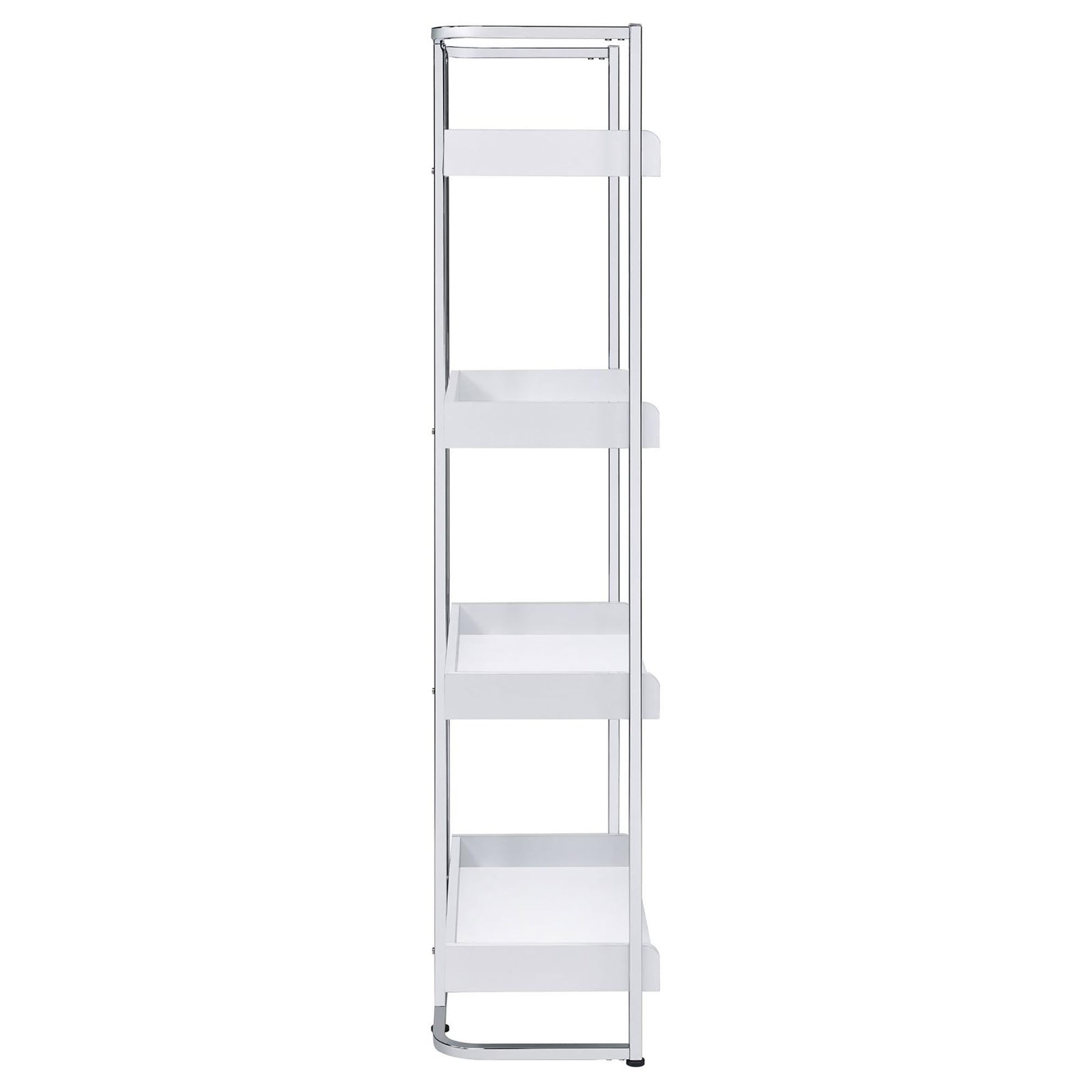 Glossy White 4 Shelf Open Back Bookcase 4 White Standard Horizontal Office Closed Back Wood Contemporary,Modern Wood