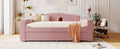 Full Size Upholstered Daybed With Storage Armrests, Trundle And Latest Integrated Bluetooth Audio System, Teddy Fleece, Pink Pink Fleece