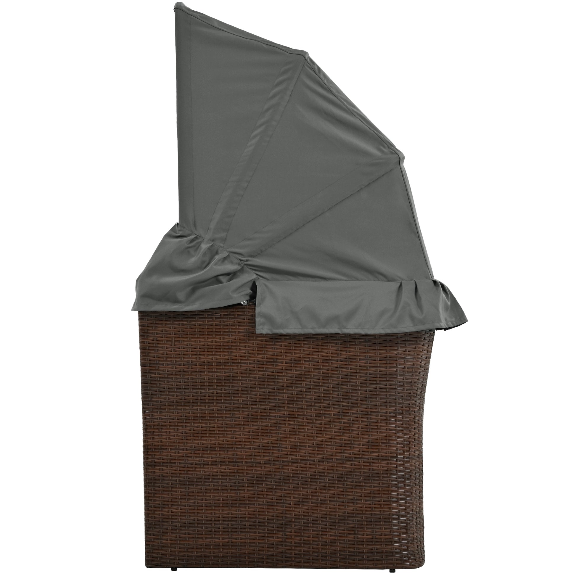 2 Seater Outdoor Patio Daybed Outdoor Double Daybed Outdoor Loveseat Sofa Set With Foldable Awning And Cushions For Garden, Balcony, Poolside, Grey Yes Grey Water Resistant Frame Water Resistant Cushion Garden & Outdoor Sectional Seating Groups Foam