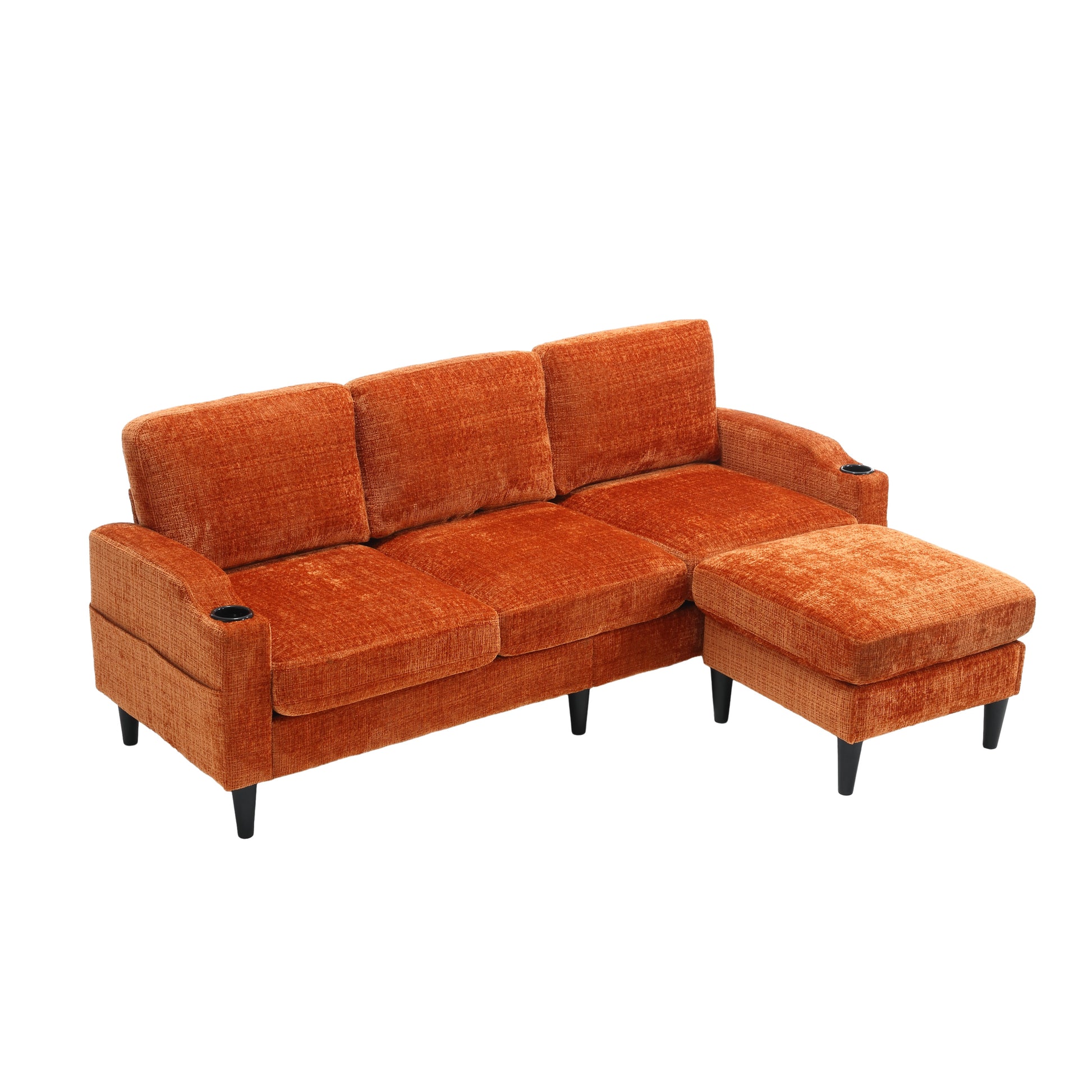 United Storage Sofa Living Room Sofa Cozy Sectional Sofa Orange Polyester 3 Seat