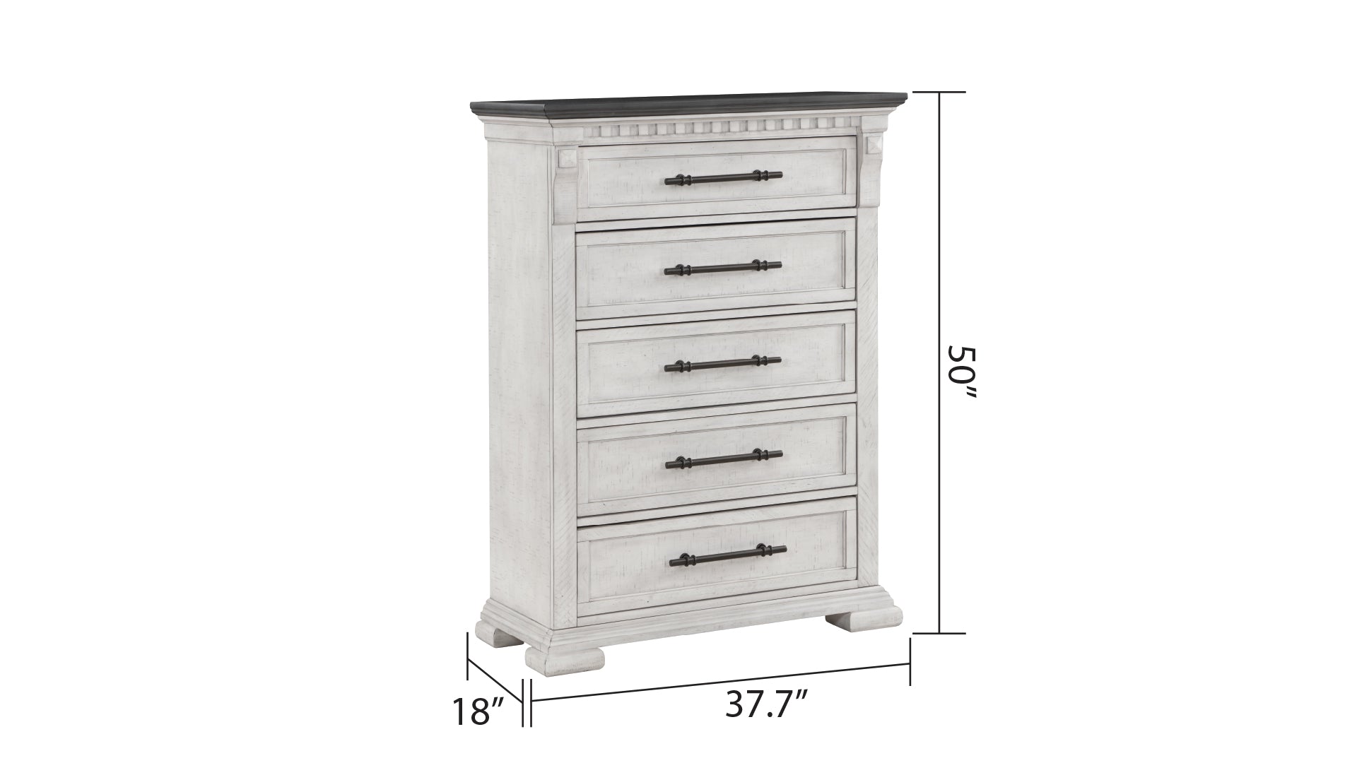 Transitional Style 5 Drawer Chest Made With Wood In Antique White Antique White White Bedroom Transitional Solid Wood Mdf Wood