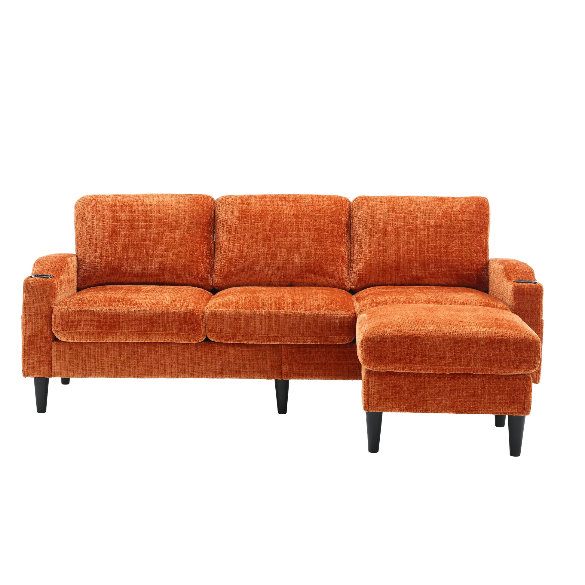 United Storage Sofa Living Room Sofa Cozy Sectional Sofa Orange Polyester 3 Seat