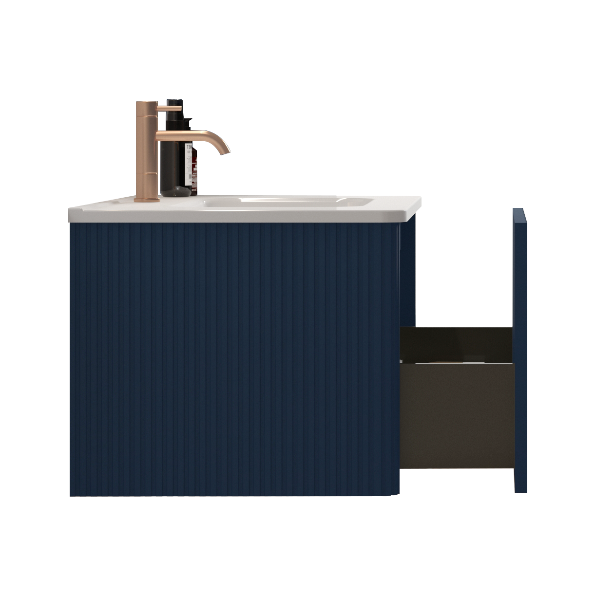 U050 Etna30W 307 Etna 30" Striped Navy Blue Skin Touch Film Bathroom Vanity With White Ceramic Sink, Wall Mounted Floating Bathroom Vanity For Modern Bathroom, Without Drain And Faucet, Pre Assembled White Navy Melamine