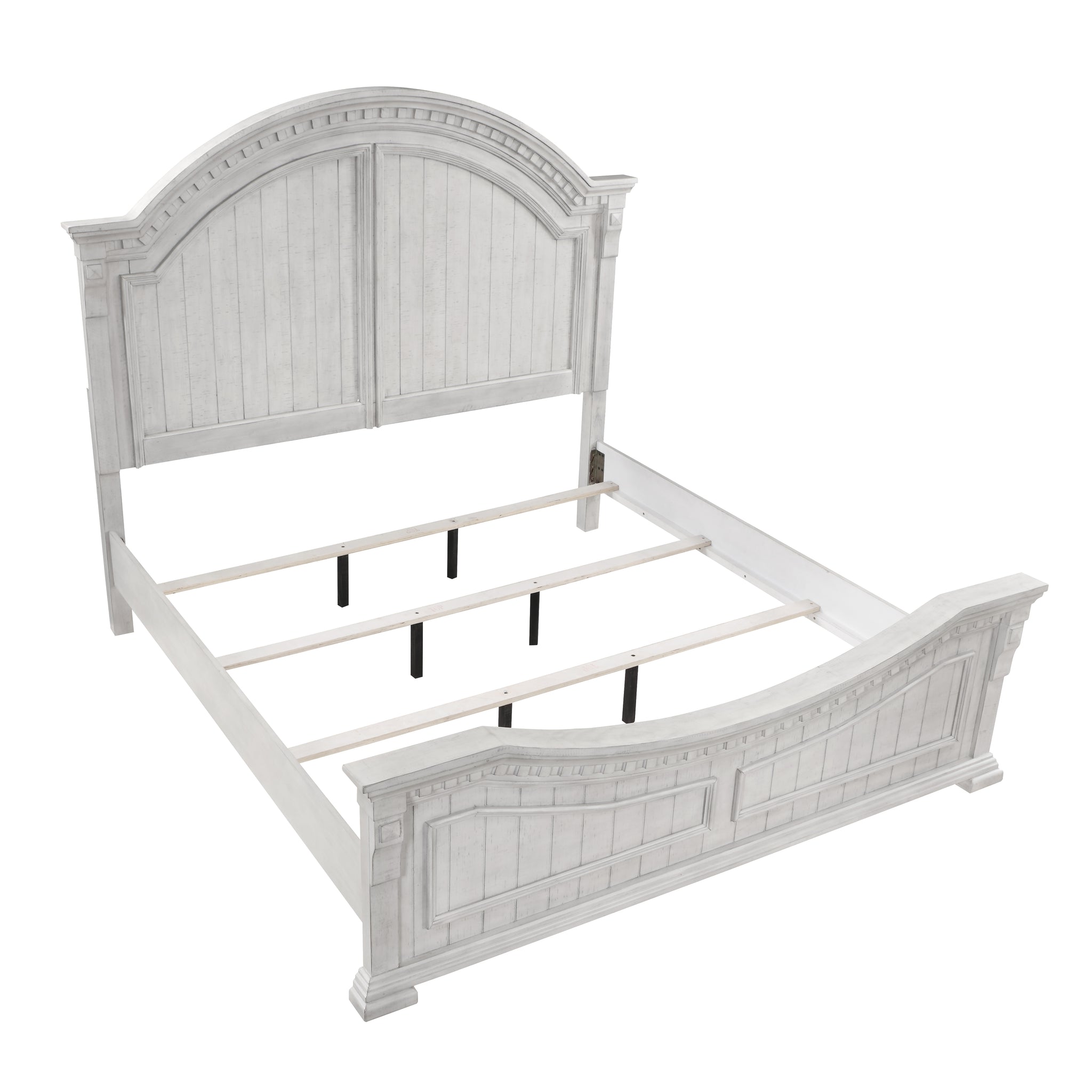 Transitional Style 5 Pc King Bedroom Set Made With Wood In Antique White Box Spring Required King Antique White Wood White 5 Piece Set Bedroom Bed Included,Chest Included,Dresser Included,Mirror