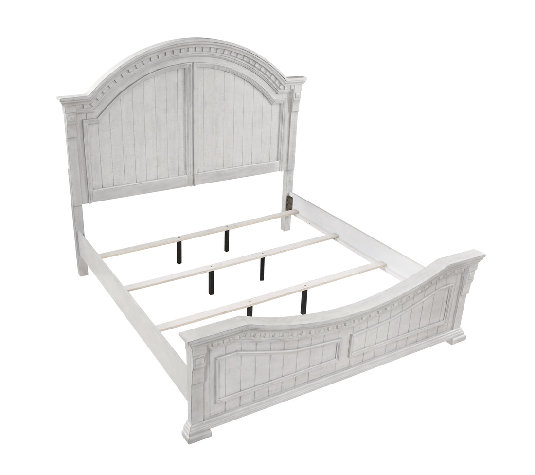 Transitional Style 5 Pc King Bedroom Set Made With Wood In Antique White Box Spring Required King Antique White Wood White 5 Piece Set Bedroom Bed Included,Chest Included,Dresser Included,Mirror