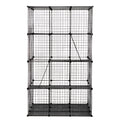 3 Tier Wire Cat Cage, Large Kennels Playpen With 3 Platforms, 3 Ramp Ladders And 4 Doors, Black Black Metal