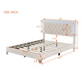 Queen Size Upholstered Bed Frame With Led Lights,Modern Velvet Platform Bed With Tufted Headboard,Beige Beige Velvet