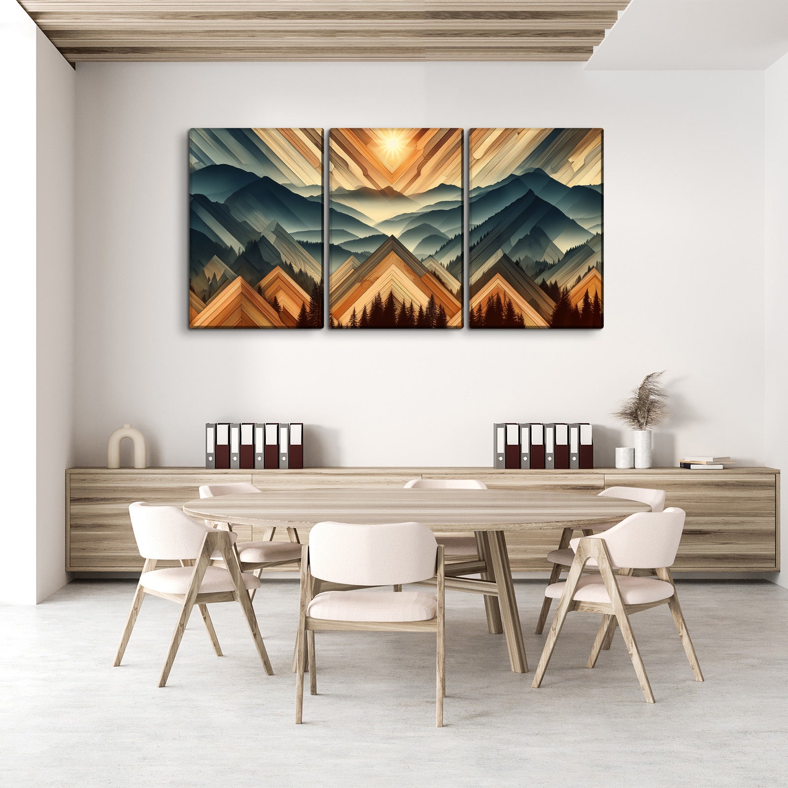 3 Panels Framed Abstract Wood Grain Boho Style Mountain & Forest Canvas Wall Art Decor,3 Pieces Mordern Canvas Decoration Painting For Office,Dining Room,Living Room, Bedroom Decor Ready To Hang Rectangle Framed Multicolor Oversized 41In Canvas Nature