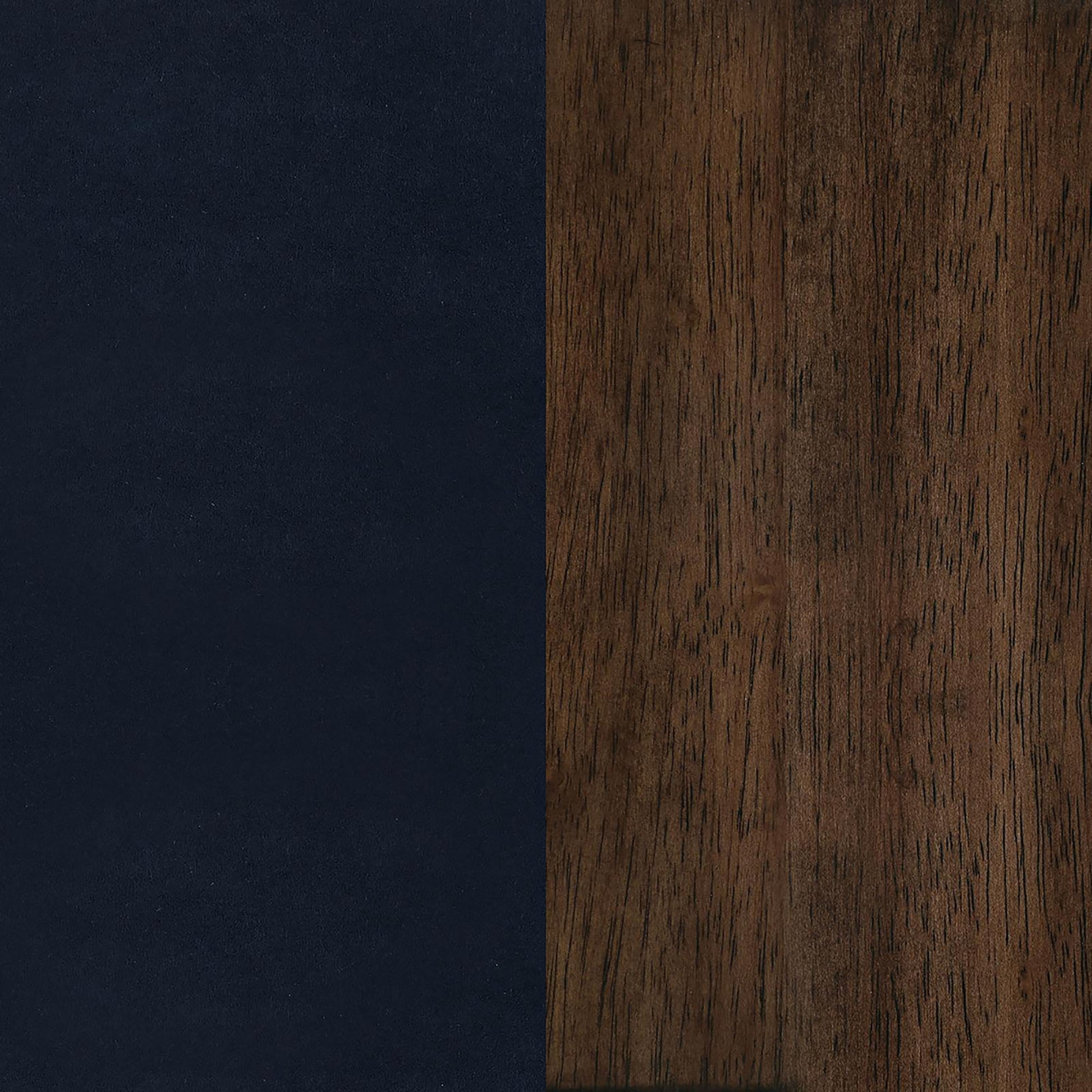 Dark Blue And Walnut Wooden Arms Accent Chair Blue Primary Living Space Mid Century Modern Rubberwood Foam Upholstered