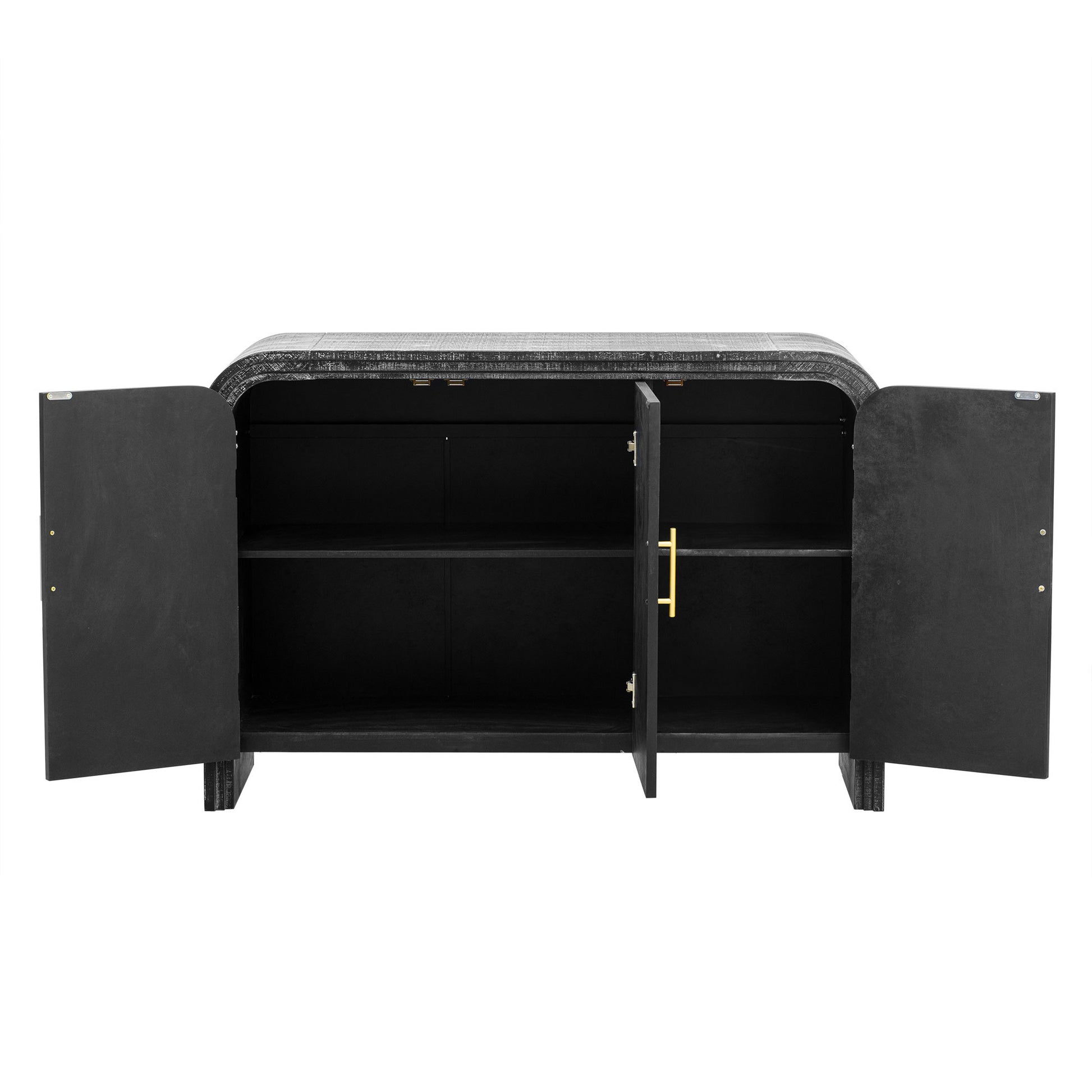 Unique Retro Three Piece Set Containing Sideboard, Console Table And Coffee Table, Suitable For Dining Room, Living Room And Entrance Antique Black Antique Black Mdf