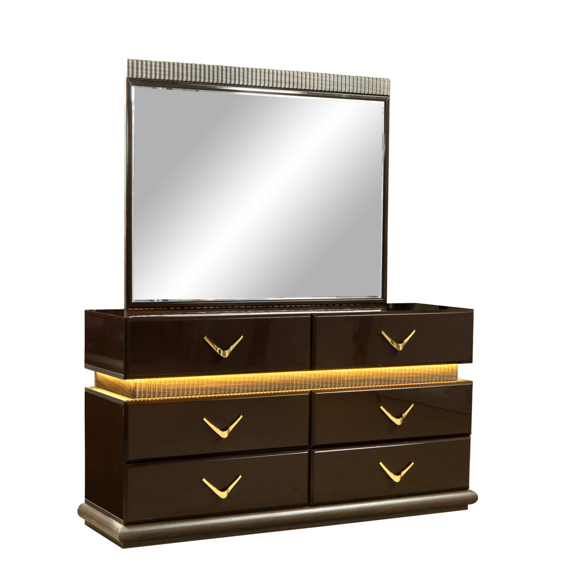 Dunhill Modern Style 6 Drawer Dresser Made With Wood In Brown Brown Bedroom Modern Solid Wood Mdf Wood