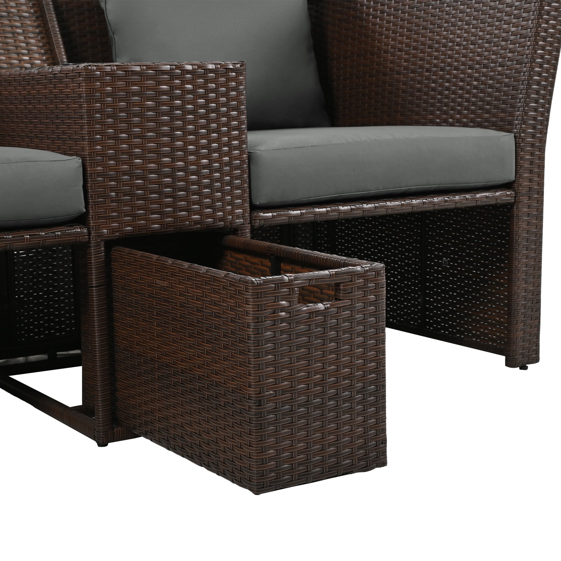 2 Seater Outdoor Patio Daybed Outdoor Double Daybed Outdoor Loveseat Sofa Set With Foldable Awning And Cushions For Garden, Balcony, Poolside, Grey Yes Grey Water Resistant Frame Water Resistant Cushion Garden & Outdoor Sectional Seating Groups Foam