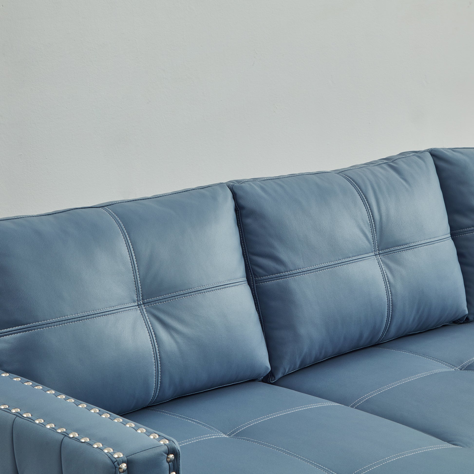 88" Convertible Pull Out Sofa Bed With Storage Chaise Sofa Bed Microfiber Fabric Upholstery Blue Blue Microfiber