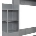 Full Size Murphy Bed Wall Bed With Shelves, Drawers And Led Lights,Gray Gray Mdf Lvl