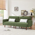 Convertible Futon Sofa Bed, Adjustable Couch Sleeper, Modern Couch Corduroy Fabric Comfy Sofa Bed With Wooden Legs & 2 Pillows For Apartment, Living Room, Studio. Green Green Foam Fabric