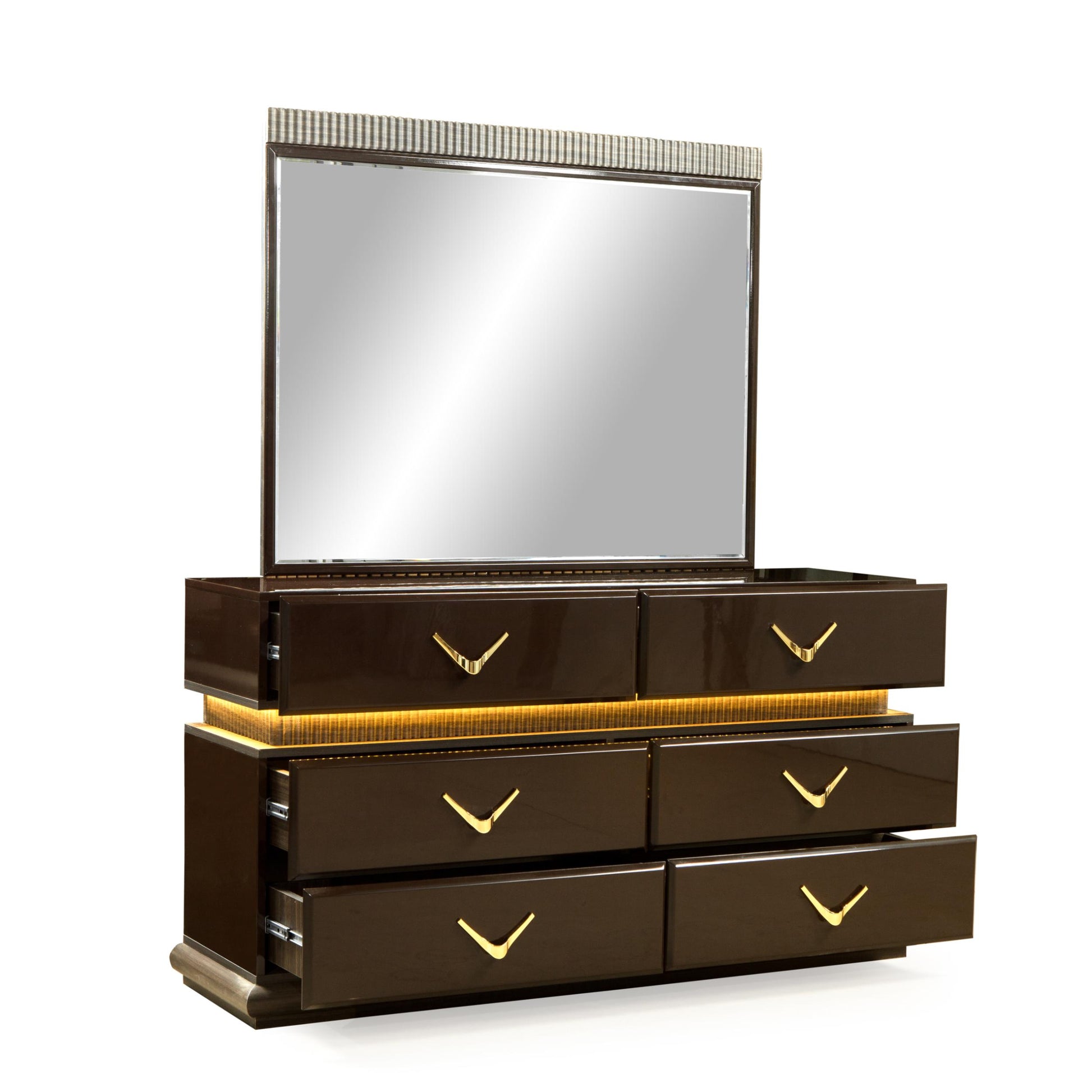 Dunhill Modern Style 6 Drawer Dresser Made With Wood In Brown Brown Bedroom Modern Solid Wood Mdf Wood