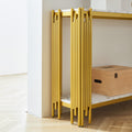 2 Tier Faux Marbling Console Table, Living Room Sofa Table, Modern Narrow Entryway Table, Hallway Entrance Table, Adjustable Feet, For Entrance, Hallway,Gold Gold Primary Living Space Rectangular Open Storage Coffee & End Tables Mdf Metal