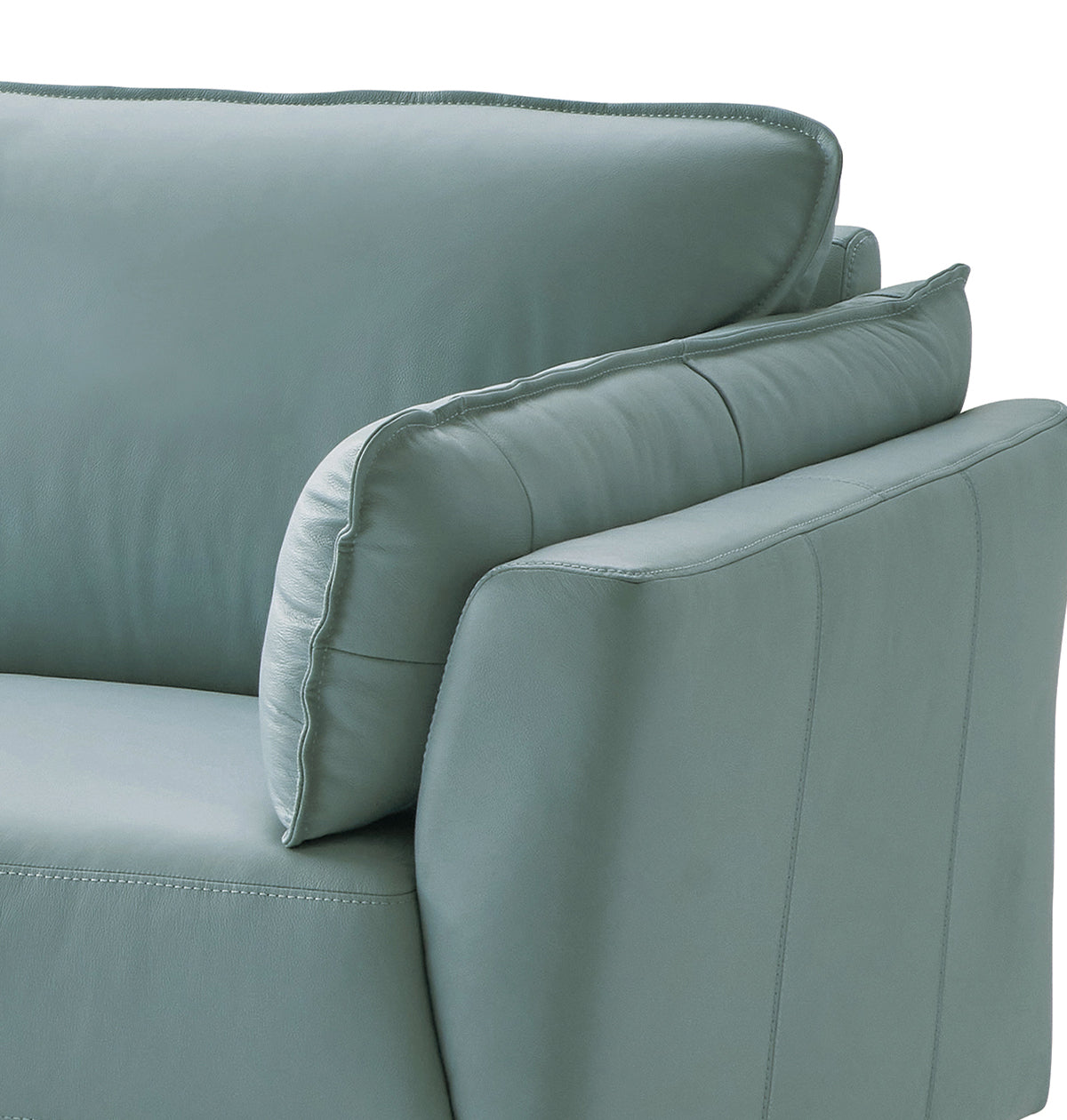 Mesut Sofa, Light Blue Top Grain Leather & Black Finish Lv02387 Light Blue Leather