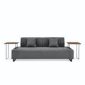 Linen Fabric 3 Seat Sofa With Two End Tables And Two Pillows, Removable Back And Armrest, Morden Style Upholstered 3 Seat Couch For Living Room Grey Linen Wood Medium Soft Loose Back Eucalyptus Square Arms Foam 3 Seat
