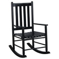 Black Slat Back Rocking Chair Black Primary Living Space Traditional Rocking Chairs Acacia Slat Back Wood