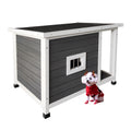 Wooden Dog House Dog Kennel With Opening Hinged Roof For Easy Cleaning, Indoor Solid Wood Dog Cage Gray Solid Wood