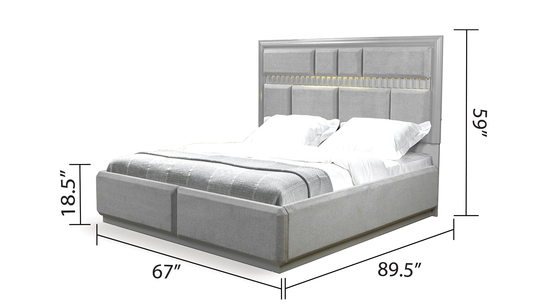 Modern Style Queen Bed Made With Wood In Gray Box Spring Not Required Queen Gray Wood Bedroom Contemporary,Modern Slat Beds Solid Wood Mdf Wood