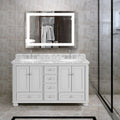 60'' Bathroom Vanity with Carrara Natural Marble Top 4+-light gray-4+-rust