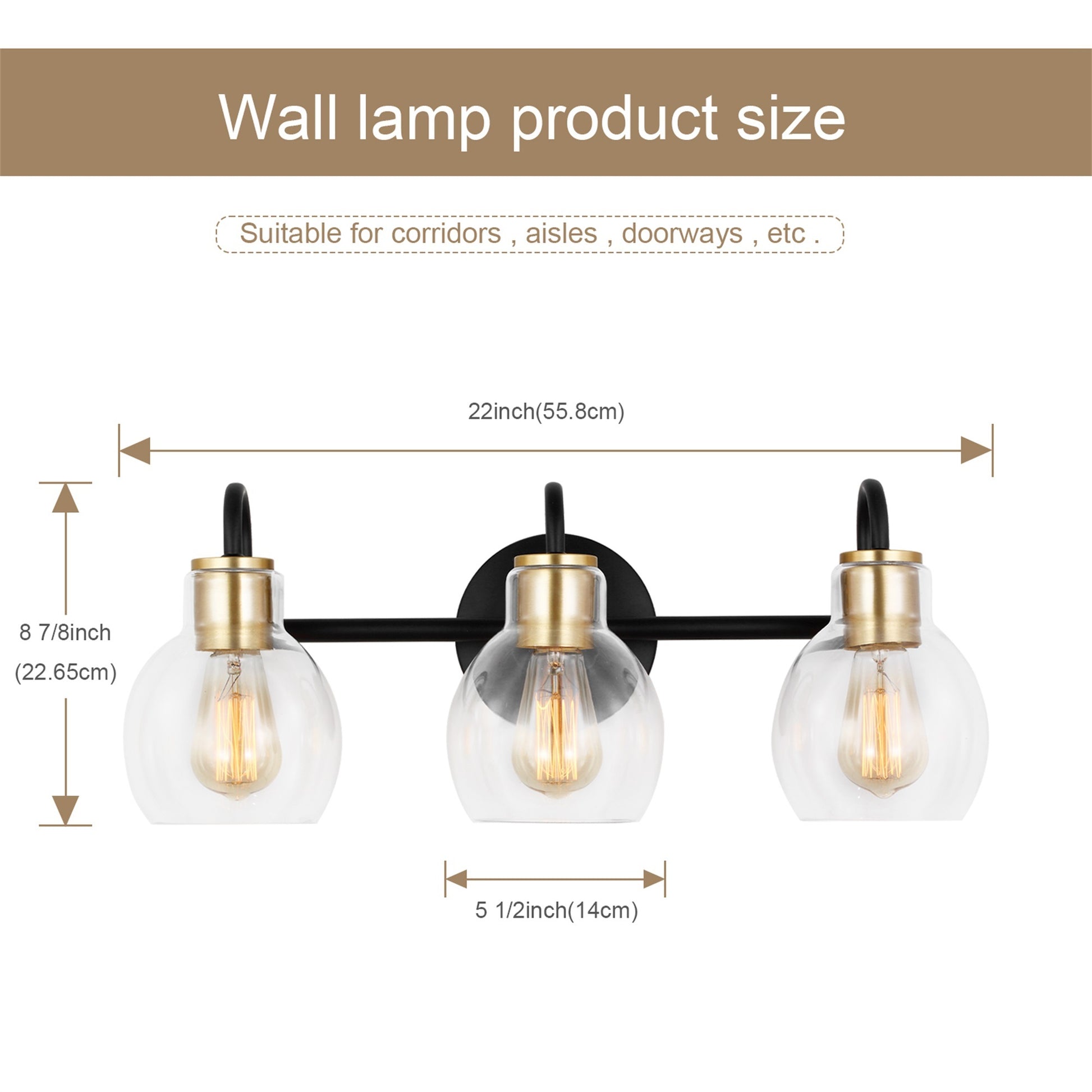 3 Bulb Waterproof Wall Sconce Lighting Bathroom