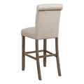 Beige And Rustic Brown Tufted Back Bar Stool Set Of 2 Solid Beige Brown Dining Room Spot Clean Farmhouse,Rustic Bar Stools Rubberwood Tufted Back Foam Upholstered