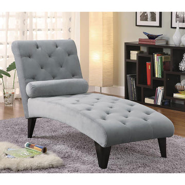 Grey Tufted Chaise Grey Primary Living Space Transitional Foam Upholstered