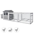 Wooden Chicken Coop Hen House With Doors For Ventilation, Runs And Nesting Box, Gray Gray Wood