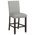 Grey And Antique Noir Upholstered Counter Height Stools Set Of 2 Solid Grey Dining Room Foam Spot Clean Transitional Side Chair Rubberwood Solid Back Foam Fabric