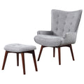 Grey And Brown Tufted Accent Chair With Ottoman Grey Brown Primary Living Space Mid Century Modern Foam Upholstered