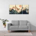 3 Panels Framed Abstract Wood Grain Boho Style Mountain & Forest Canvas Wall Art Decor,3 Pieces Mordern Canvas Decoration Painting For Office,Dining Room,Living Room, Bedroom Decor Ready To Hang Rectangle Framed Multicolor Oversized 41In Canvas Nature