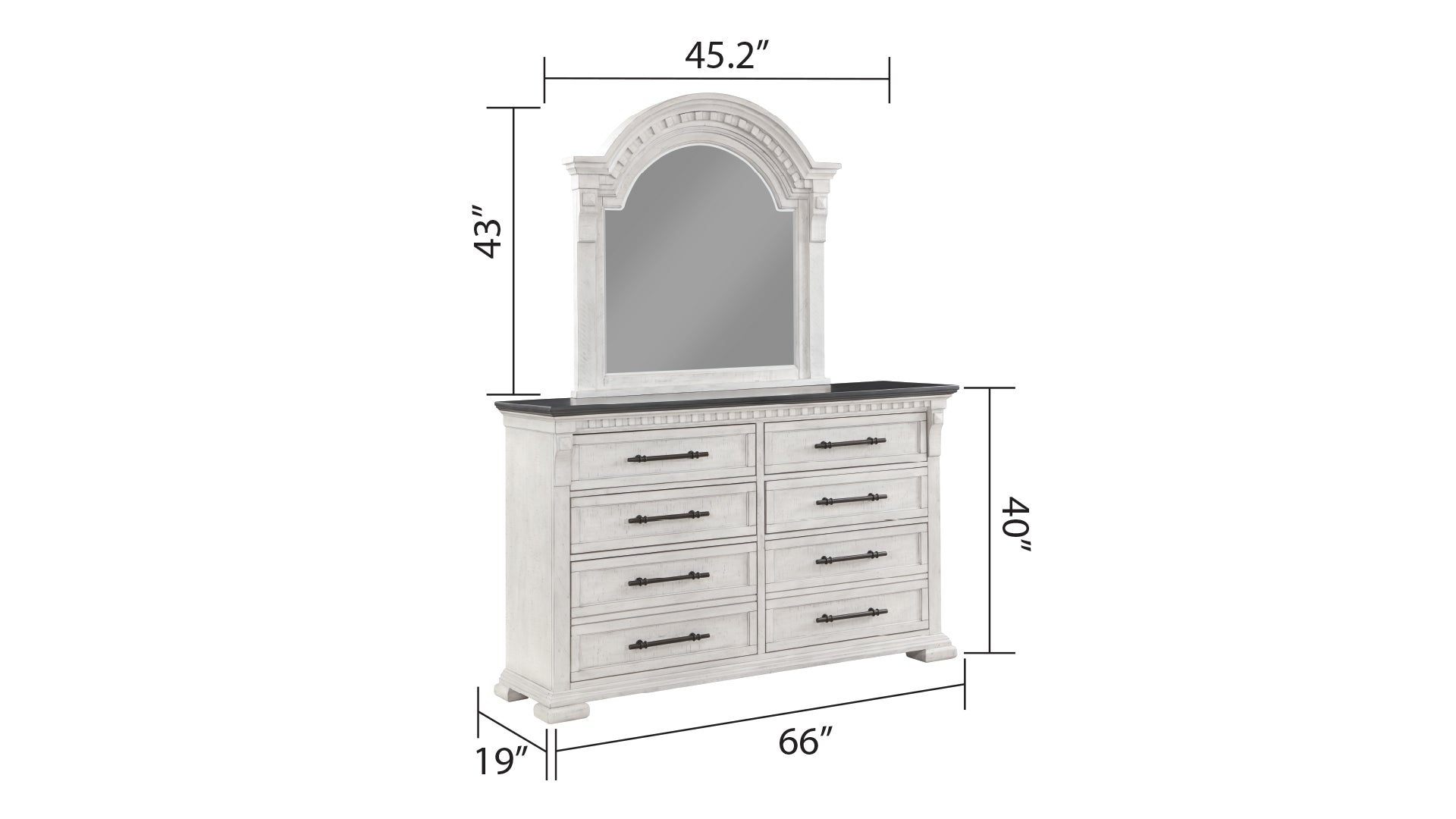 Transitional Style 4 Pc King Bedroom Set Made With Wood In Antique White Box Spring Required King Antique White Wood White 4 Piece Set Bedroom Bed Included,Dresser Included,Mirror