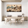 3 Panels Framed Abstract Wood Grain Style Mountain & Forest Canvas Wall Art Decor,3 Pieces Canvas Decoration Painting For Office,Dining Room,Living Room, Bedroom Decor 2436In Thickness 1.5Inch Rectangle Framed Multicolor Oversized 41In Canvas Nature