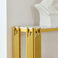 2 Tier Faux Marbling Console Table, Living Room Sofa Table, Modern Narrow Entryway Table, Hallway Entrance Table, Adjustable Feet, For Entrance, Hallway,Gold Gold Primary Living Space Rectangular Open Storage Coffee & End Tables Mdf Metal