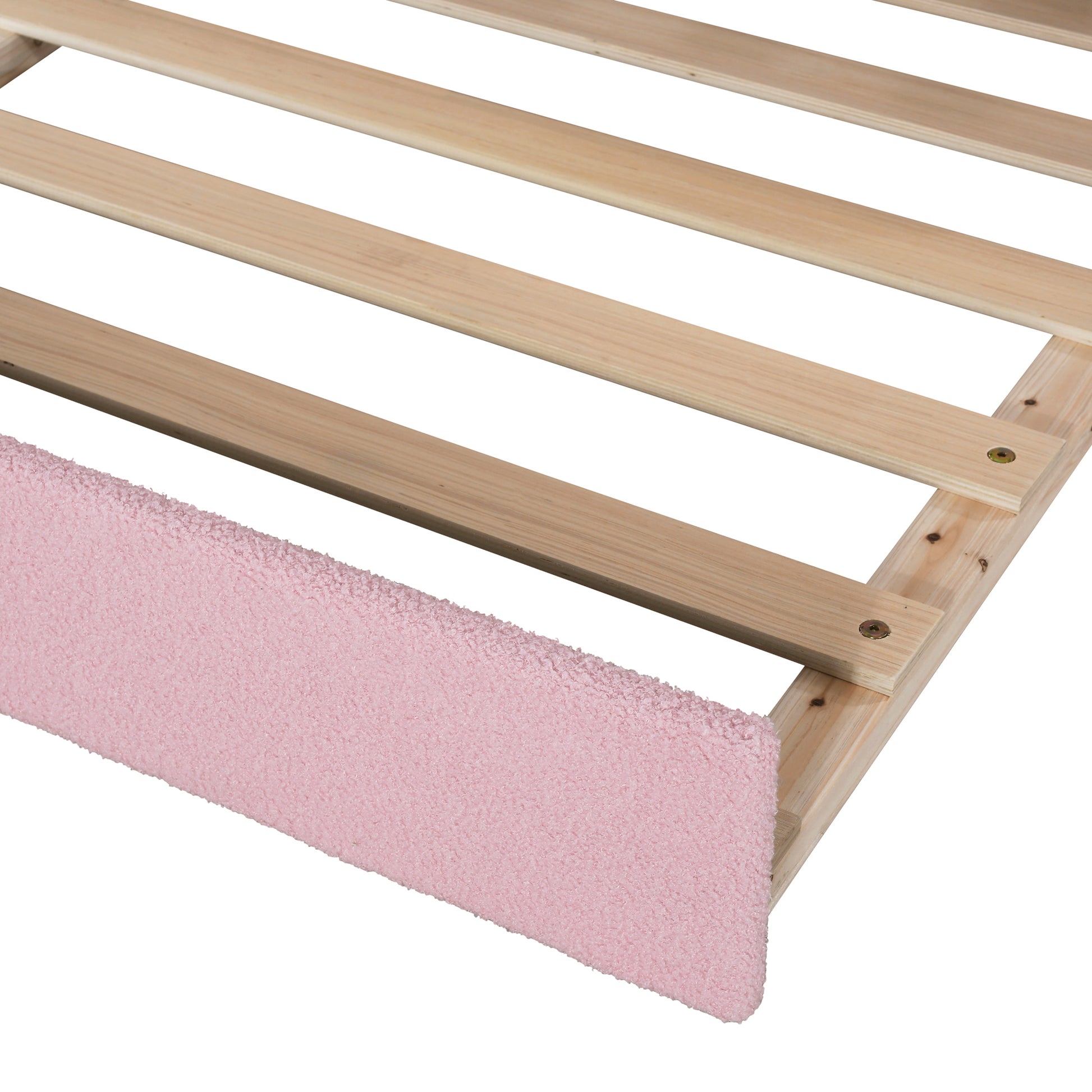 Full Size Upholstered Daybed With Storage Armrests, Trundle And Latest Integrated Bluetooth Audio System, Teddy Fleece, Pink Pink Fleece