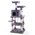 Multi Level Cat Condo With Hammock & Scratching Posts For Kittens Tall Cat Climbing Stand With Plush Toys Light Gray Light Gray Particle Board