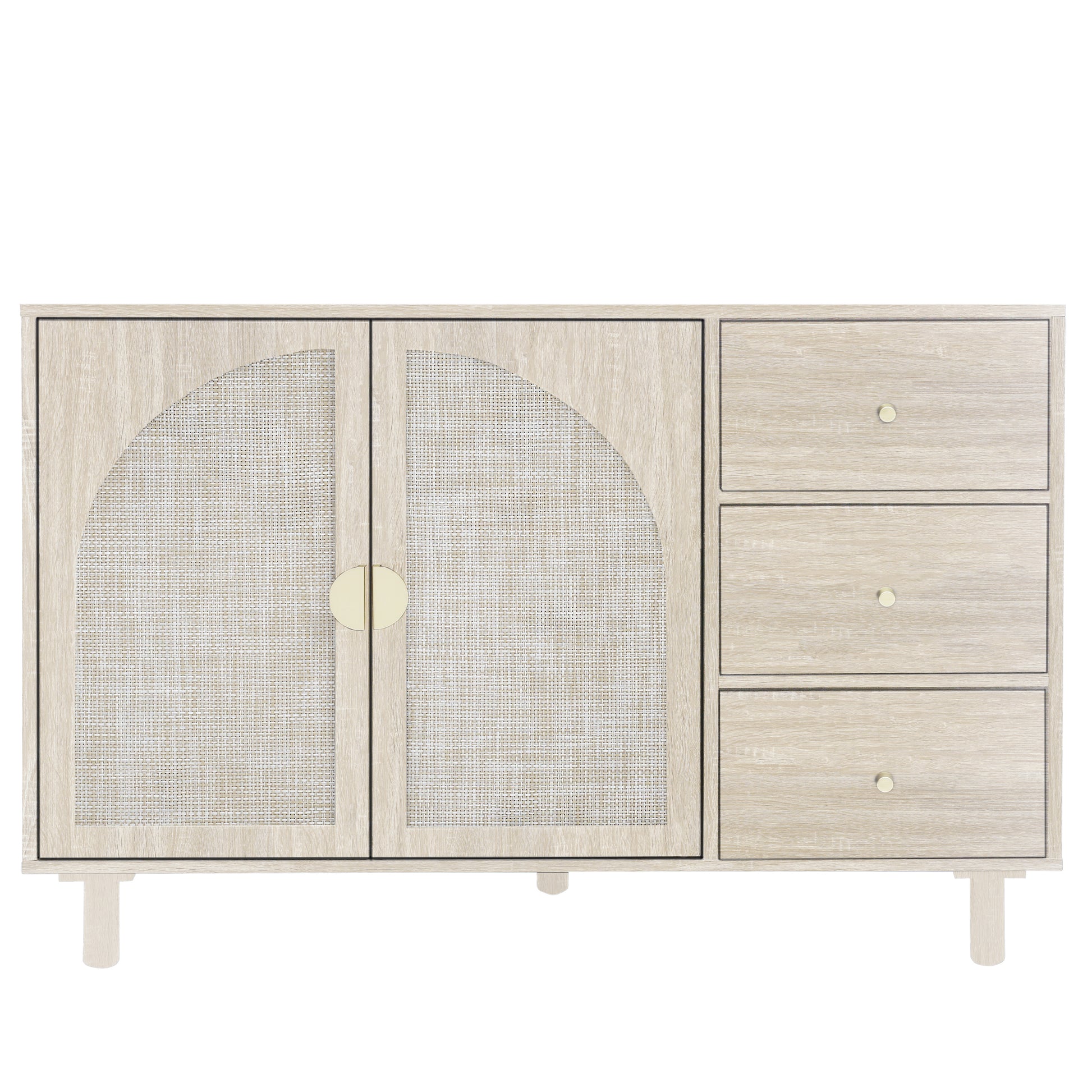 2 Door 3 Drawer Cabinet, Suitable For Bedroom, Living Room, Study Natural Mdf