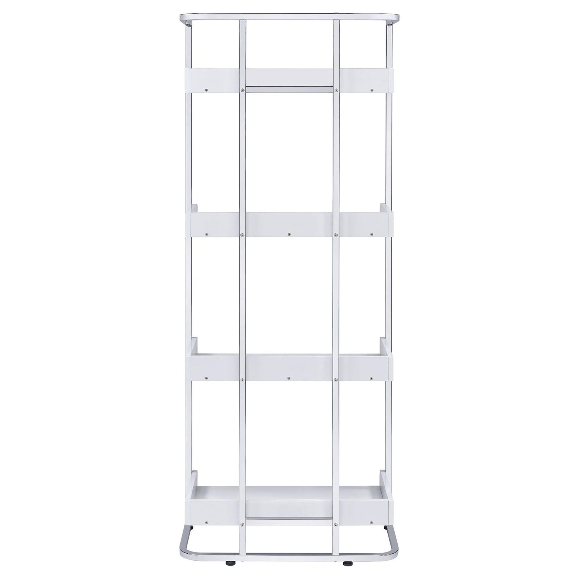 Glossy White 4 Shelf Open Back Bookcase 4 White Standard Horizontal Office Closed Back Wood Contemporary,Modern Wood