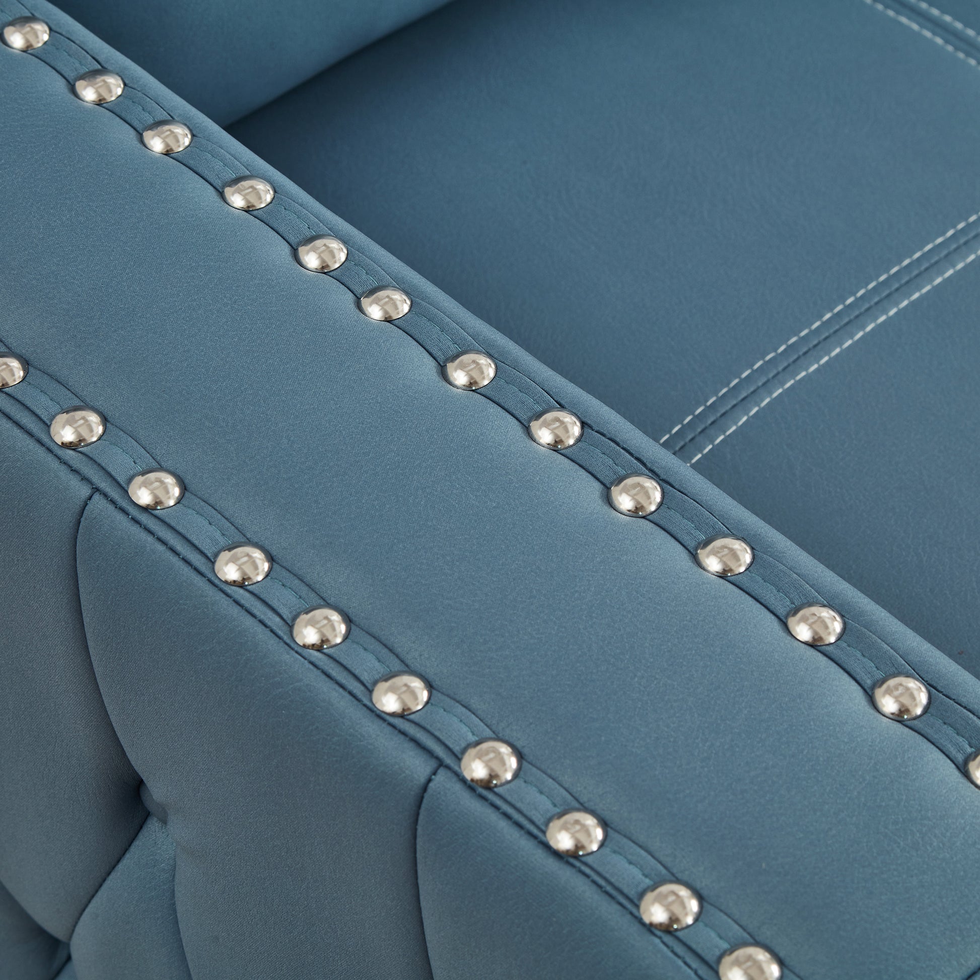 88" Convertible Pull Out Sofa Bed With Storage Chaise Sofa Bed Microfiber Fabric Upholstery Blue Blue Microfiber