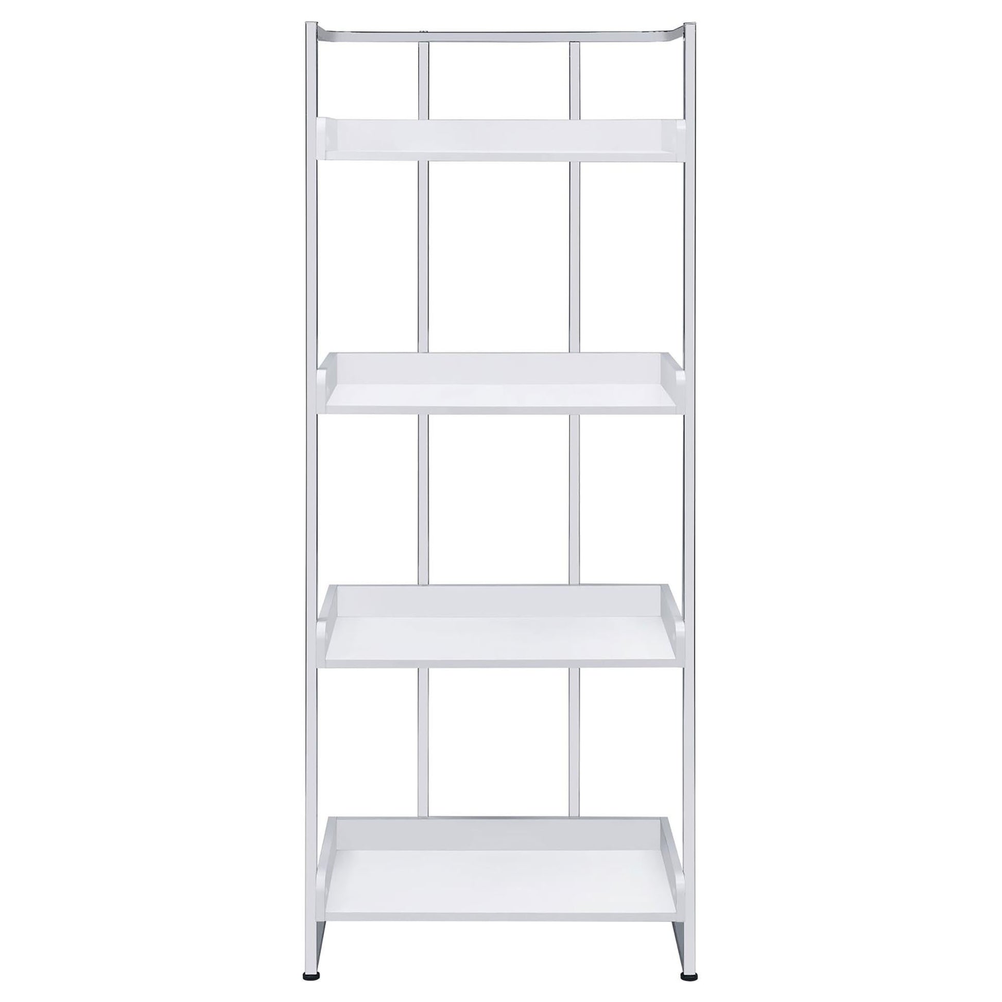 Glossy White 4 Shelf Open Back Bookcase 4 White Standard Horizontal Office Closed Back Wood Contemporary,Modern Wood