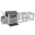 Wooden Chicken Coop Hen House With Doors For Ventilation, Runs And Nesting Box, Gray Gray Wood