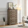 Modern 6 Drawer Dresser, Dressers For Bedroom, Tall Chest Of Drawers Closet Organizers & Storage Clothes Easy Pull Handle, Textured Borders Living Room, Hallway,L 29.53''*W15.75''*H48.03'' Gray Wash Mdf