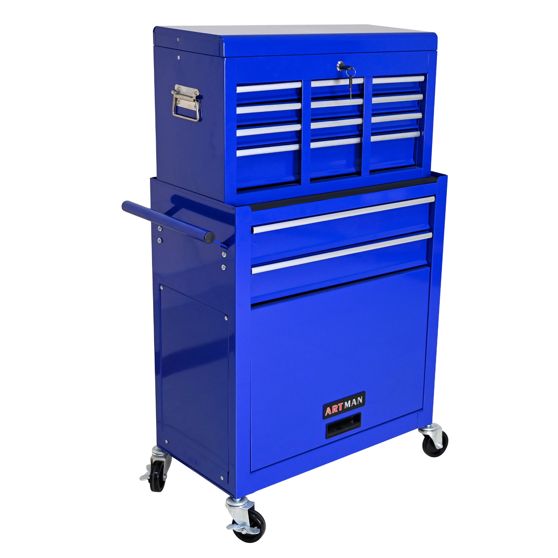 High Capacity Rolling Tool Chest with Wheels and navy blue-steel